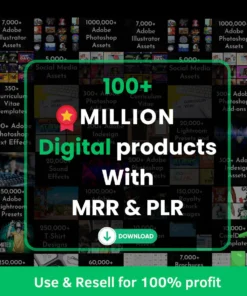 PLR Digital Products Bundle – 100M+ Digital Assets with MRR & PLR Rights, Resell Digital Products, Canva Templates, Graphics Bundle
